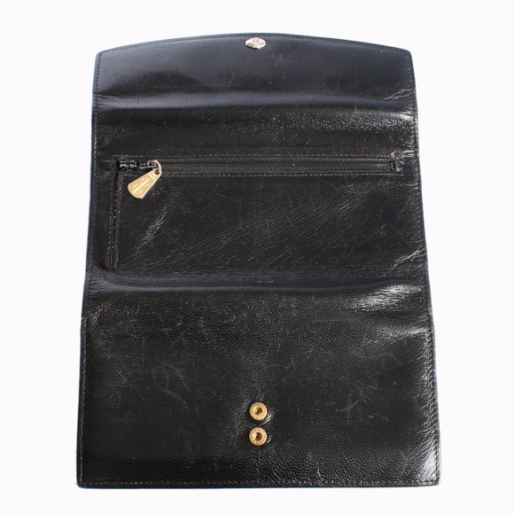 Bosca Wallet with Check Book Holder Black Leather Trifold Vintage - Picture 6 of 15